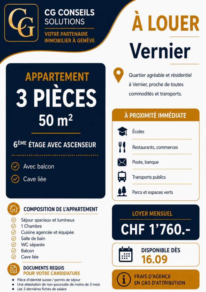 Appartement – Vernier – 3 pièce(s)